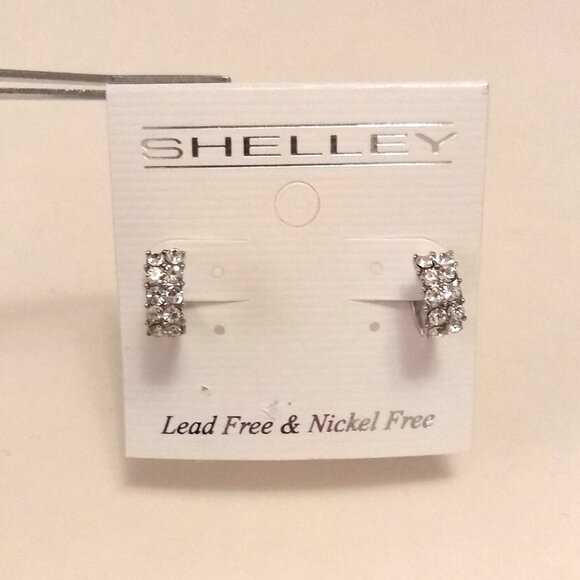 NEW White Clear Crystal Small Round Hoop Earrings 10mm Women Jewelry Gifts - Picture 3 of 7